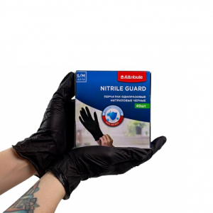Перчатки NITRILE GUARD одноразовые нитриловые S/M 40шт черные