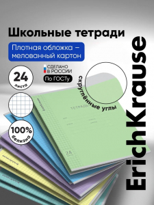 Тетрадь 24 листа в клетку, ErichKrause «Классика Visio», обложка мелованный картон, МИКС