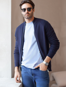 Джемпер тонкой вязки из хлопка на молни