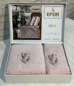 Набор полотенец EFOR из 2-х предметов (50*90 и 70*140) CICEK ARISI сухая роза GULKURUSU