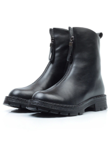 5276-1 BLACK Ботинки демисезонные женские (натуральная кожа, байка)