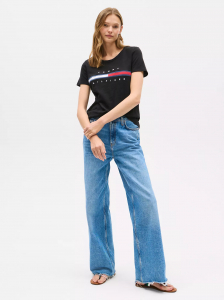 Embroidered Flag Stripe Logo T-Shirt