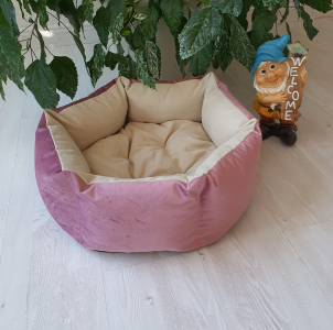 Лежанка бархат роза D-40