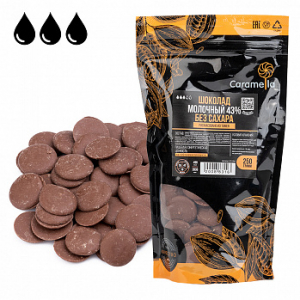 Шоколад молочный без сахара 43%, Томер, 250 г