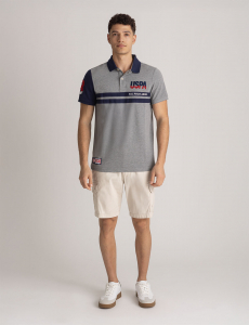 USPA COLOR BLOCK PIQUE POLO SHIRT