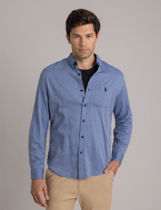 COTTON HERRINGBONE TWILL LONG SLEEVE SHIRT