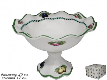 105-830 Фруктовница на ножке  25 см ФРУКТЫ в под.уп.(х4)