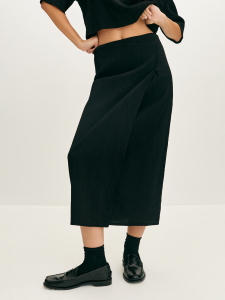 Юбка-миди на запах с эффектом жатости