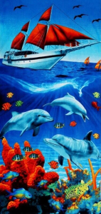 Пляжное полотенце велюр-махра 