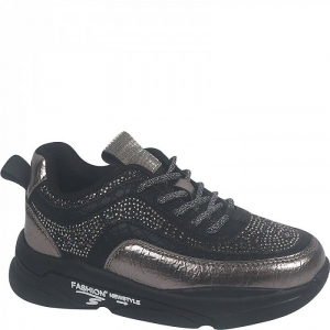 B-9918-C черн/бронза Кроссовки для девочек (35-39)/8