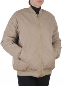 6670 BEIGE Куртка-бомбер двухсторонняя демисезонная женская (100 гр. холлофайбер)