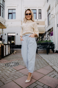 Джемпер из льна 4-239а золотой люрекс