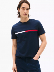 Embroidered Flag Stripe Logo T-Shirt
