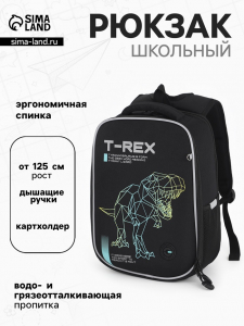 Рюкзак школьный «Динозавр», 26?17?37 см, чёрный