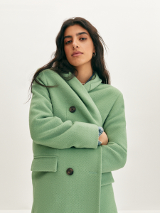 Двубортное полупальто из шерсти