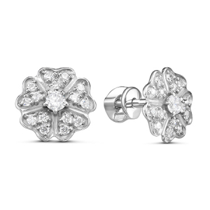 Серьги с фианитом родированные серебро 925*