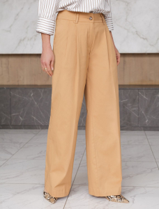 Брюки-палаццо из хлопка с защипами