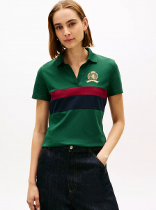 Block Stripe Crest Stretch Pique Polo