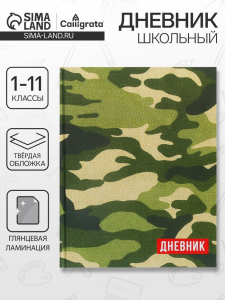 Дневник школьный для 1-11 классов, «Хаки», твёрдая обложка 7БЦ, глянцевая ламинация, 40 листов