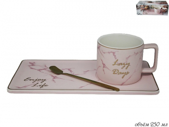 106-020 Чашка 250 мл  с блюдцем и ложкой в под.уп.(х24)