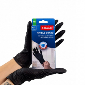 Перчатки NITRILE GUARD одноразовые нитриловые M/L 10шт черные