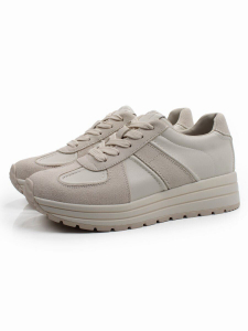 03-A1020-2 LT. BEIGE Кроссовки женские (натуральная кожа, натуральная замша)