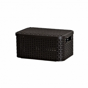 Корзина RATTAN STYLE BOX S + крышка тёмно-коричневая