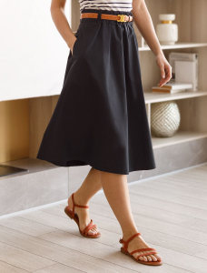 Юбка на широкой резинке с карманами из плотного поплина