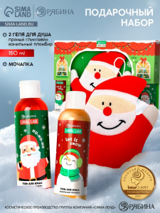 Подарочный набор новогодний «Дед Мороз», гель для душа 2 шт х 150 мл, мочалка, URAL LAB