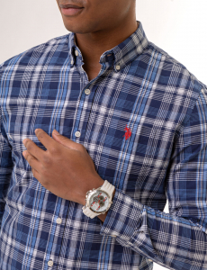 PLAID LONG SLEEVE WOVEN SHIRT WITH POCKET