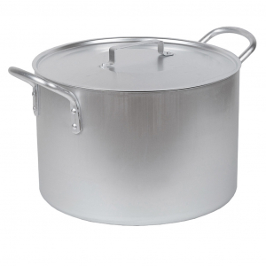 Котел алюминиевый 20л, д34см, h22,5см, s2,5мм, матовая, 2 металлические ручки, металлическая крышка (Россия)