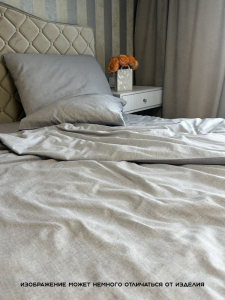 “Акция Простыня на резинке Льняные мотивы “Жемчуг”  100% Хлопок