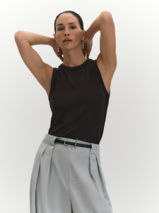 Базовый топ из вискозного трикотажа рибана