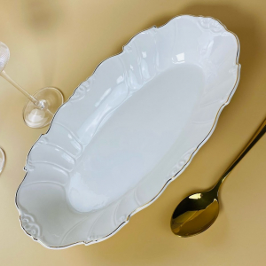 109-245 Овальное блюдо 36х21,5х5см КРОКУС ЗОЛОТО в под.уп.(х6)Фарфор