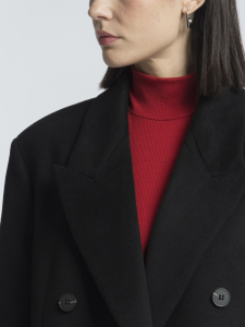 Длинное шерстяное пальто, утепленное синтепоном