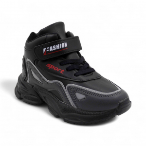 Высокие подростковые кроссовки А8981-5 черные