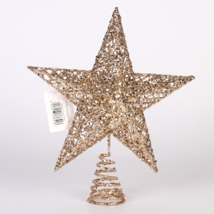 Новогодняя декорация макушка на ель 25 см золотая