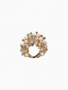 Зажим для платка «Жемчужное соцветие», белый в золоте