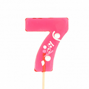 Карамель леденцовая Цифра 7 розовая с посыпкой, 12 гр