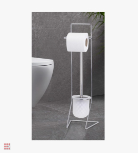 VETTA Стойка напольная с ершом и держателем для туалетной бумаги, хром, стекло, нерж.сталь