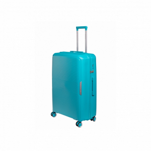 Чемодан EMERALD бирюзовый M PP с горизонтальными полосками