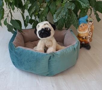 Лежанка бархат бирюза D-40