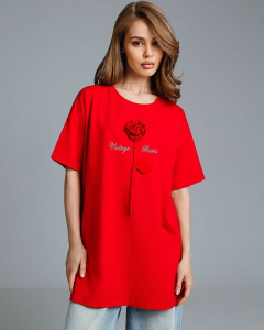 Футболка оверсайз с объёмным цветком FDA001