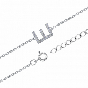 браслет с фианитом родированный