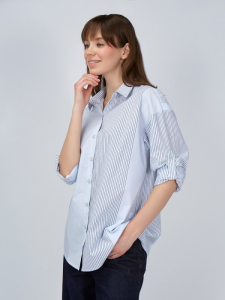 Рубашка полоса OD-918-1 серо-голубая