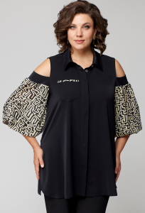 Блуза EVA GRANT 7245-1 чёрный узор