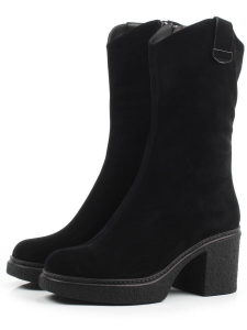 02-FJ1009-3 BLACK Полусапоги демисезонные женские (натуральная замша, байка)