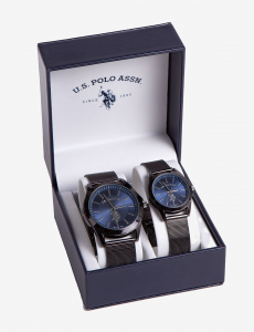 HIS AND HERS BLACK MESH WATCH SET