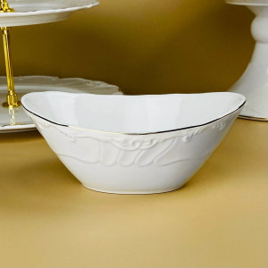 109-269 Овальный салатник 16х11,5х6,5см КРОКУС ЗОЛОТО в под.уп.(х24)Фарфор