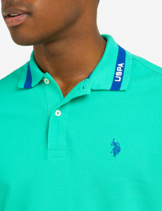 PIQUE POLO SHIRT WITH TIPPED COLLAR AND USPA PRINT